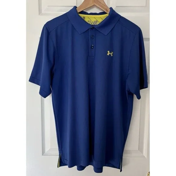 UNDER ARMOUR Loose Fit Short Sleeve Polo Size Large Royal Performance Golf - Picture 1 of 4